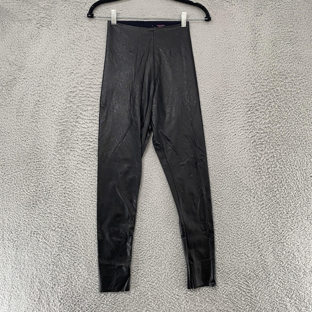 Commando Faux Leather Leggings Womens Small Black Shiny High Rise Pull On Ankle